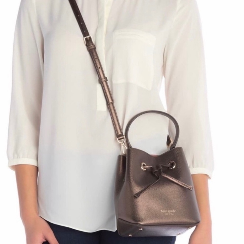 kate spade Eva Bucket bag satchel removable adjustable crossbody small/mini ash - Picture 13 of 15